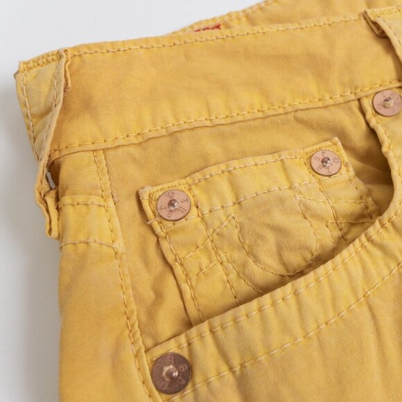 ✨ True Religion Romy Yellow Raw Hem Shorts Cotton Poplin Made in USA - Picture 5 of 12